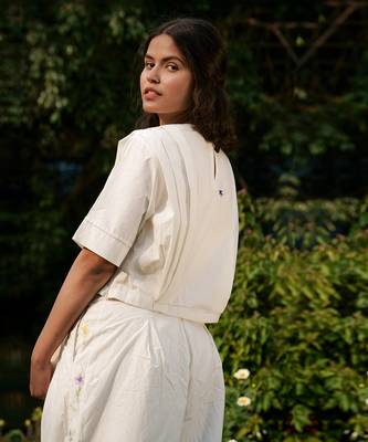 Ivory Louisa Shoulder Pleated Top 5
