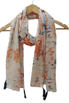 Polyester Printed scarves with tassels