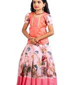 Shivangi Girls Pink Cocktail Peacock Pattu Pavadai | Langa