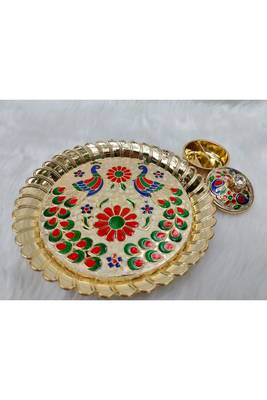 Shetu Peacock Design Pooja Thali, Pooja Kankavati for Diwali Pooja, Navratri Pooja, Home Temple 1