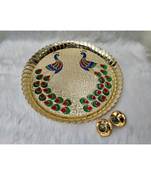 Shetu Peacock Design Acrylic Pooja Thali, Pooja Kankavati for Diwali Pooja, Navratri Pooja, Home Temple