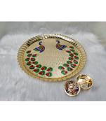 Shetu Peacock Design, Pooja Thali, Pooja Kankavati for Diwali Pooja, Navratri Pooja, Home decoration,