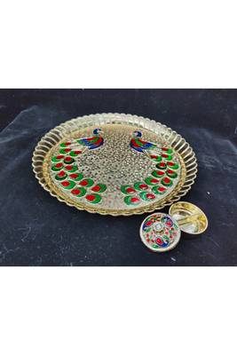 Shetu Peacock Design, Pooja Thali, Pooja Kankavati for Diwali Pooja, Navratri Pooja, Home decoration, 2