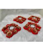 Shetu Home Decorative Gold-plated Diwali Diya with Golden Artificial Flowers, Homemade lamp for Diwali Pooja