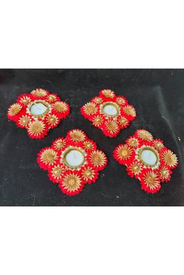 Shetu Home Decorative Gold-plated Diwali Diya with Golden Artificial Flowers, Homemade lamp for Diwali Pooja 2