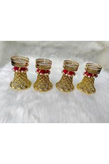 Shetu Home Decorative, Diwali Diya with Golden Artificial Flowers, Homemade lamp for Diwali Pooja