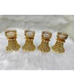 Shetu Home Decorative, Diwali Diya with Golden Artificial Flowers, Homemade lamp for Diwali Pooja