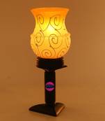 Somil Designer Decorative Wooden Table Lamp With Hand Decorative Glass Shade For Colorful Magical Lighting Effect