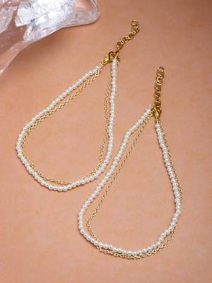 Gold pearl anklets 2