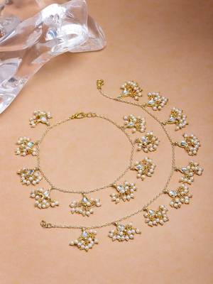 Gold pearl anklets 2