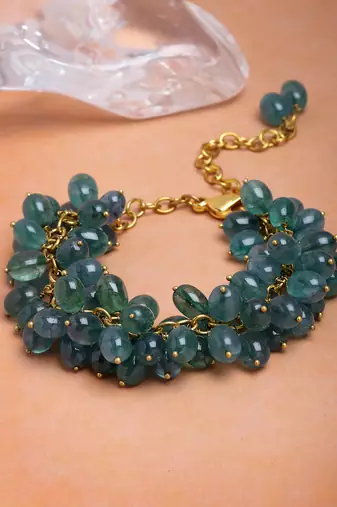 Green natural stones, faux emerald bracelets