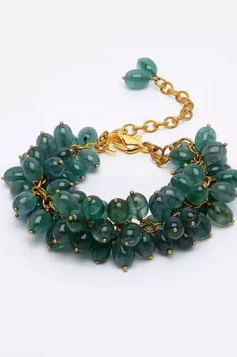 Green natural stones, faux emerald bracelets