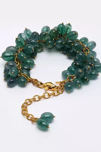 Green natural stones, faux emerald bracelets