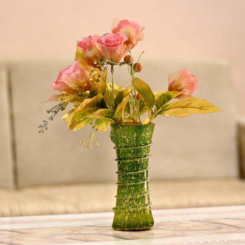Hand Decorative Table Top, Room Corner, Showcase Glass Flower Pot Vase Colorful, Gift-able