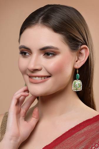 Green pearl earrings