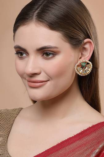 Green pearl earrings