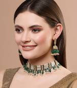 Green pearl earrings