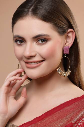 Pink pearl earrings