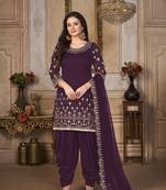 Purple embroidered art silk salwar
