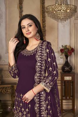 Purple embroidered art silk salwar 3