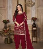 Red embroidered art silk salwar
