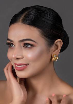 Gold Tone Kundan Inspired Earrings 1