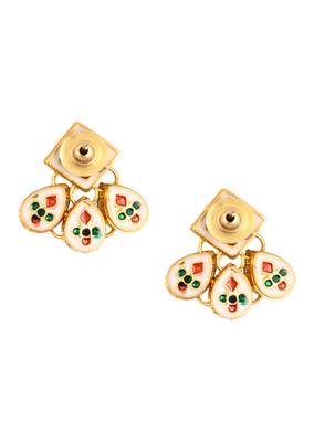 Gold Tone Kundan Inspired Earrings 4
