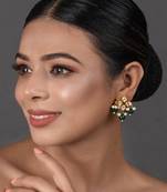 Green Beaded Kundan Inspired Earrings