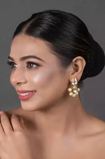 Pearl Beaded Handcrafted Kundan Earrings