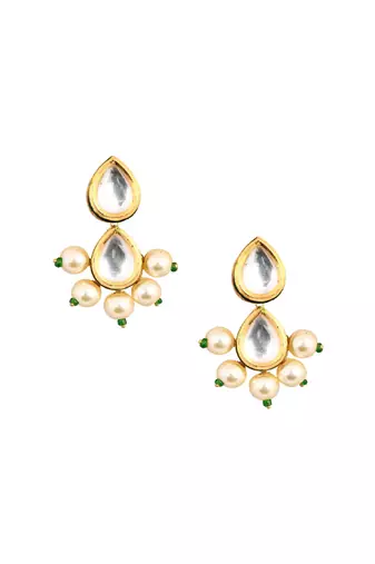 Pearl Beaded Handcrafted Kundan Earrings