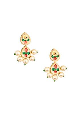 Pearl Beaded Handcrafted Kundan Earrings 5