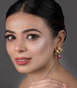 Green Ruby Beaded Kundan Inspired Earrings