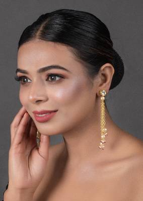 Kundan Chain Tassle Earrings 1