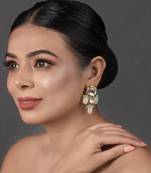 Kundan Earrings With Pastel Beads