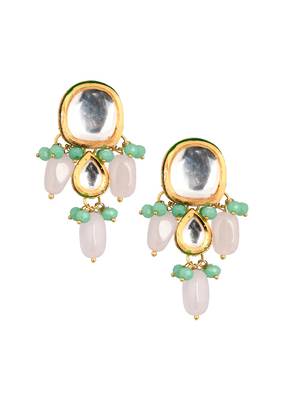 Kundan Earrings With Pastel Beads 5