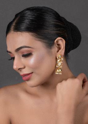 Classic Gold Tone Kundan Inspired Jhumkis 1