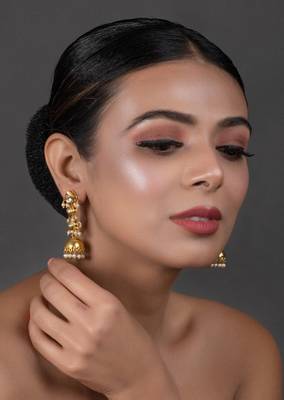 Classic Gold Tone Kundan Inspired Jhumkis 2