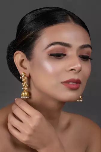 Classic Gold Tone Kundan Inspired Jhumkis