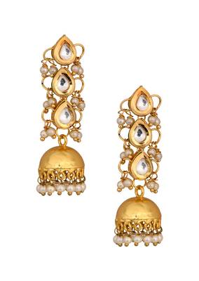 Classic Gold Tone Kundan Inspired Jhumkis 3