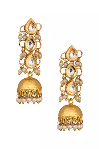 Classic Gold Tone Kundan Inspired Jhumkis