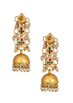 Classic Gold Tone Kundan Inspired Jhumkis 4