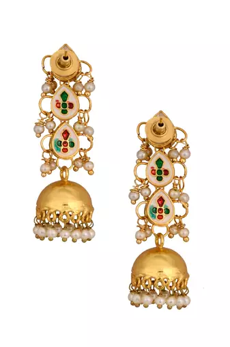 Classic Gold Tone Kundan Inspired Jhumkis