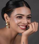 Ivory Beaded Gold Tone Kundan Earrings