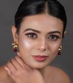 Classic Ruby Beaded Gold Tone Kundan Inspired Earrings