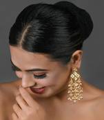 Kundan Drop Tassled Earrings