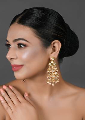 Kundan Drop Tassled Earrings 2
