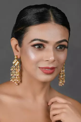 Kundan Drop Tassled Earrings