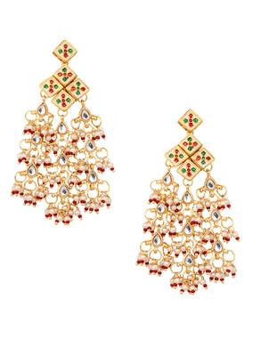 Kundan Drop Tassled Earrings 4