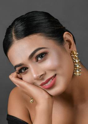 Gold Tone Pearl Beaded Kundan Earrings 1