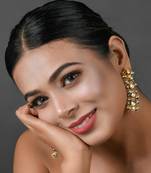 Gold Tone Pearl Beaded Kundan Earrings